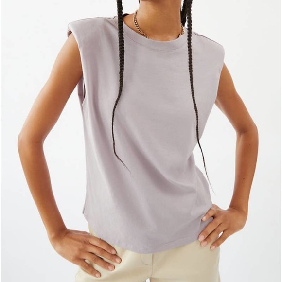 Babaton Tops - Babaton Aritzia Lilac Fog Shoulder Pad Pull-Over Lightweight Tank Top Small